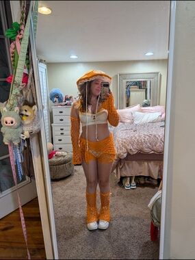 Crochet Beach Set — Orange Crochet Bralette & Skirt Set